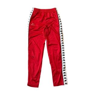 Kappa Red Joggers with Logo Trim Size S Y2K Athletic Streetwear Athleisure